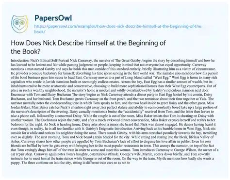 How Does Nick Describe Himself at the Beginning of the Novel? And Why Do Pineapples Dream of Electric Sheep?